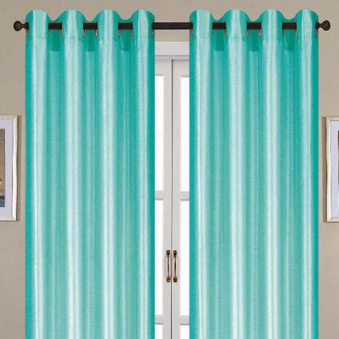 NANCY Faux Silk Grommet One Panel 54" X 84", Color: AQUA
