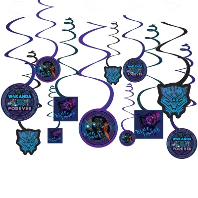 Black Panther Wakanda Forever Swirl Decorations, 12ct