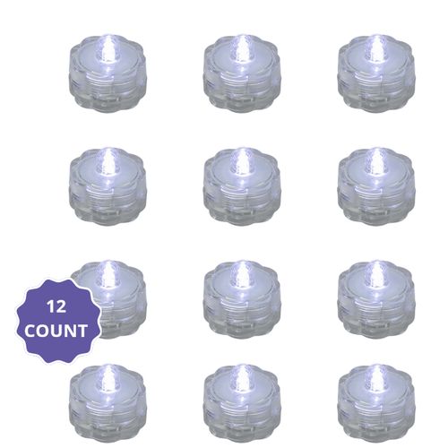 White Submersible Floral Lights – 12ct Round LED Lights with Batteries