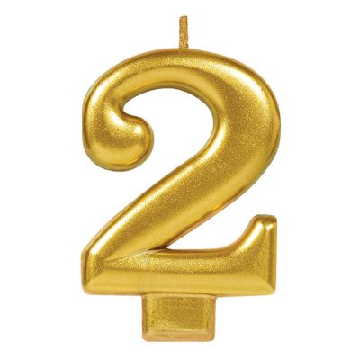 Numeral Metallic Candle - Gold (0-9)