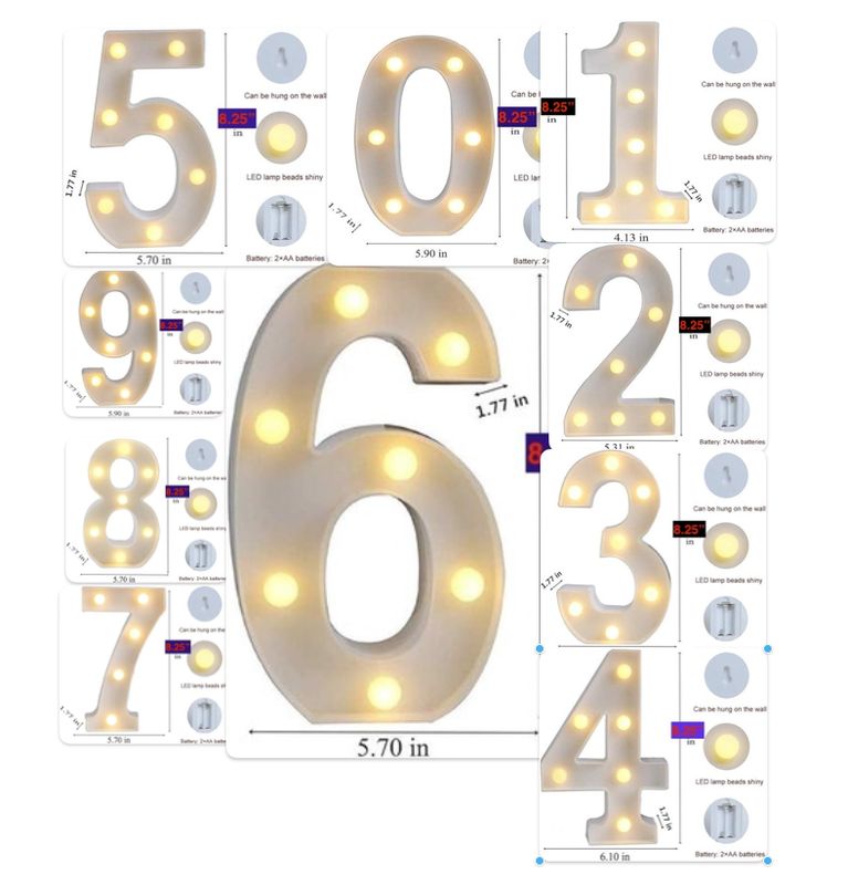 8.25" LED LIGHT UP NUMBER-