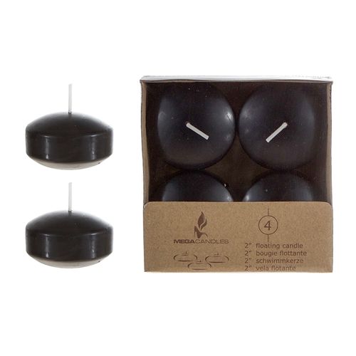 Floating Candle 4ct  2" Unscented, Color: BLACK