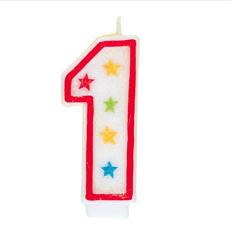 Glitter Birthday Candle with Cake Decoration Number, NUMBERS: 1