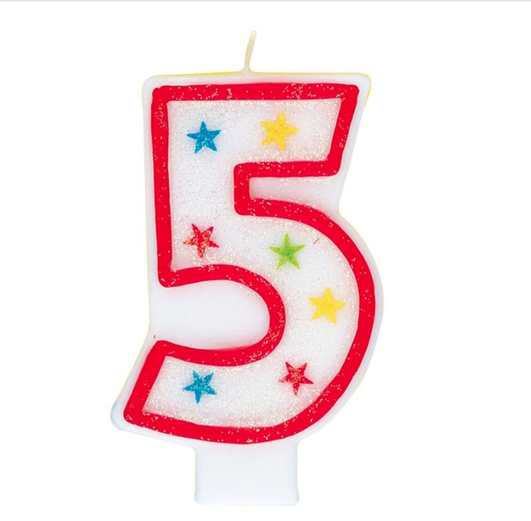 Glitter Birthday Candle with Cake Decoration Number, NUMBERS: 5
