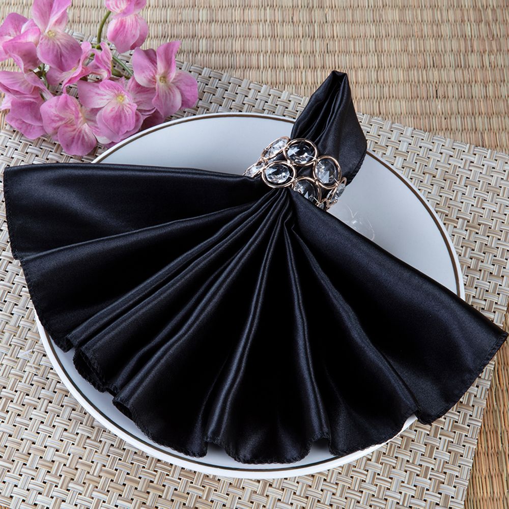 20" Satin Napkin – 6 pcs/pack, Color: BLACK