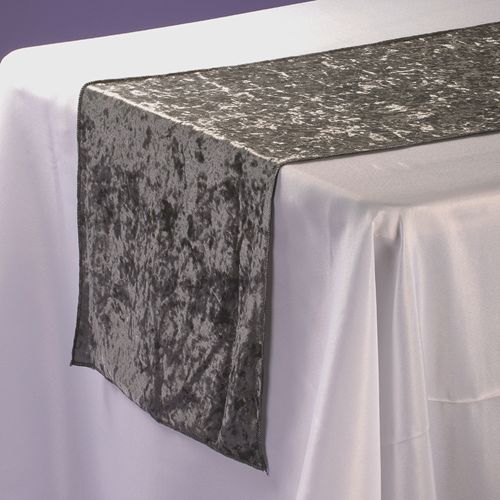 14" x 108" Velvet Table Runner – 1 Pc/Pack, Color: SILVER