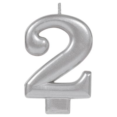 Silver Number  Birthday Candle