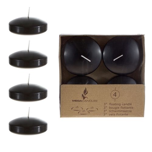 Floating  Candles 3inch 4ct Unscented, Color: BLACK