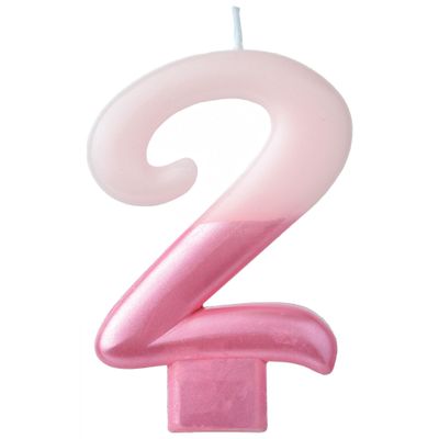 Metallic Dipped Pink Number Birthday Candle 3 1/4in