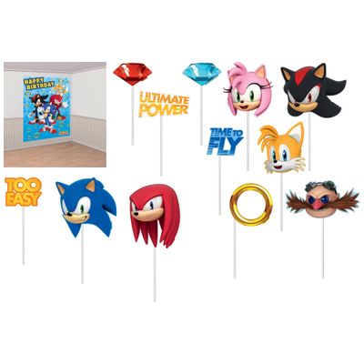 Sonic the Hedgehog Birthday Paper &amp; Cardstock Photo Booth Kit, 4.6ft x 6.7ft