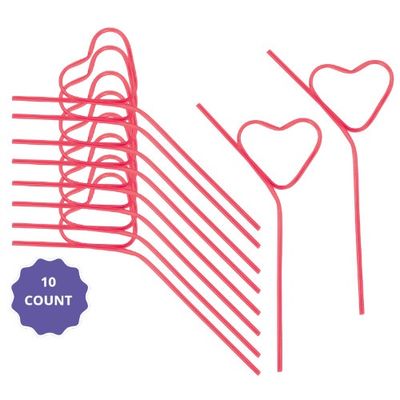Heart Shaped Silly Straws 10ct