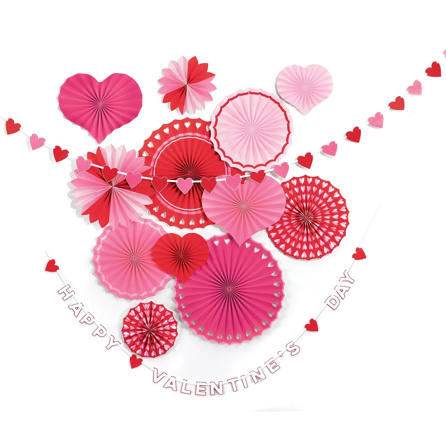 Valentine's Day Paper Fan Decoration Kit 14ct