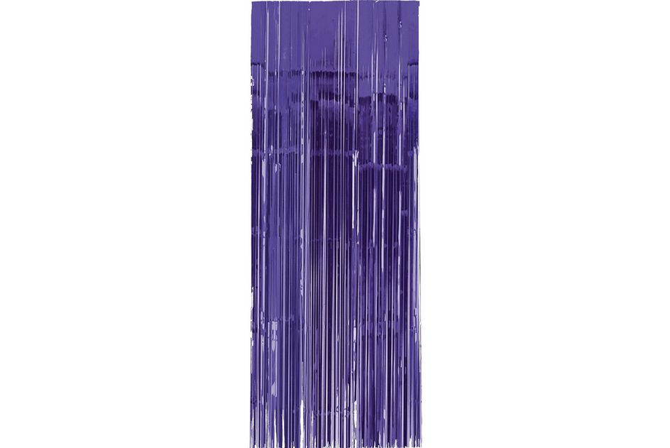 3'W x 8'L Metallic Fringe Foil Curtain, Color: LAVENDER