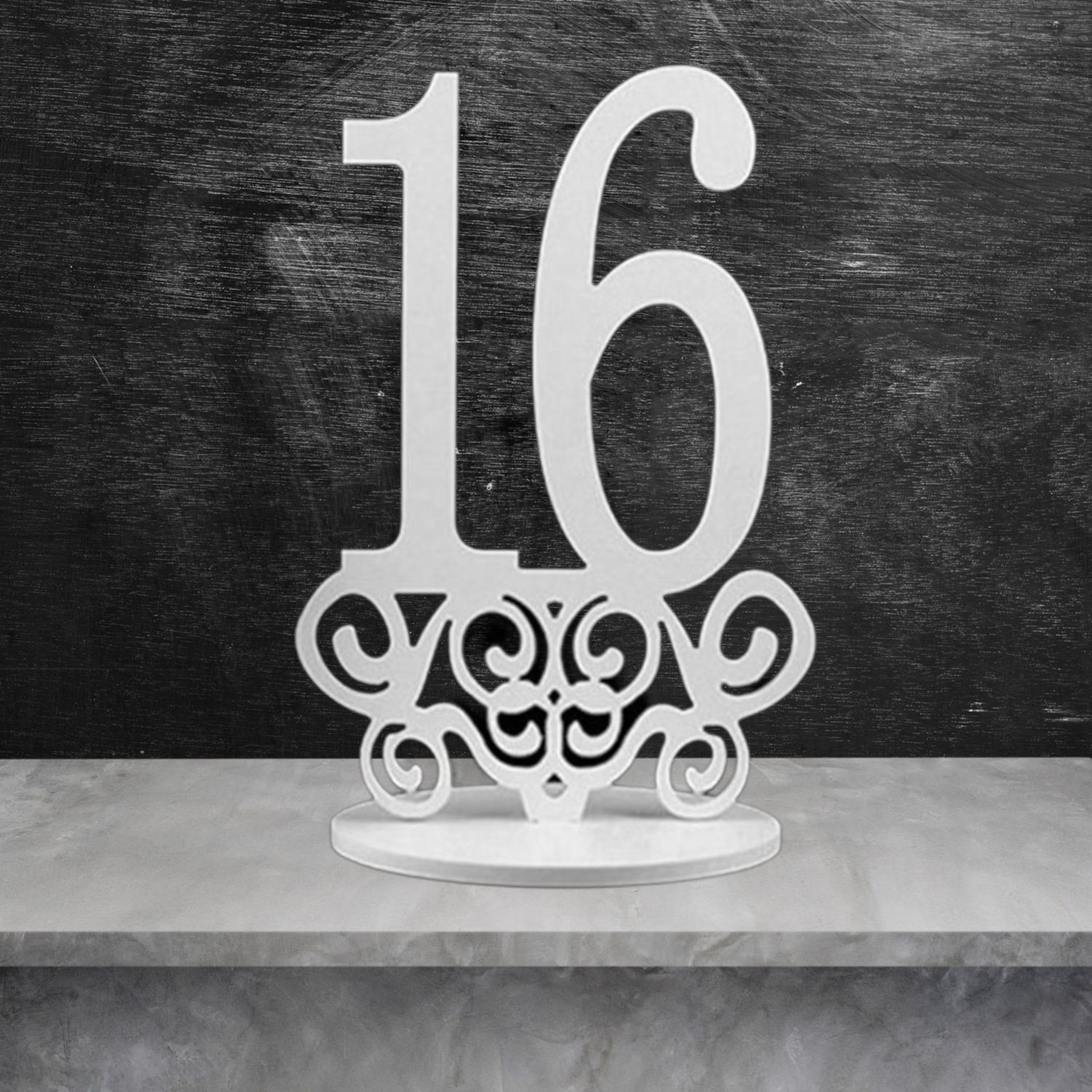 PVC Number "16" Centerpieces, Size: (11.75" x 8")