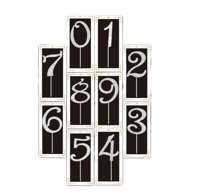 2x4" Rhinestone Number cake topper w/stick