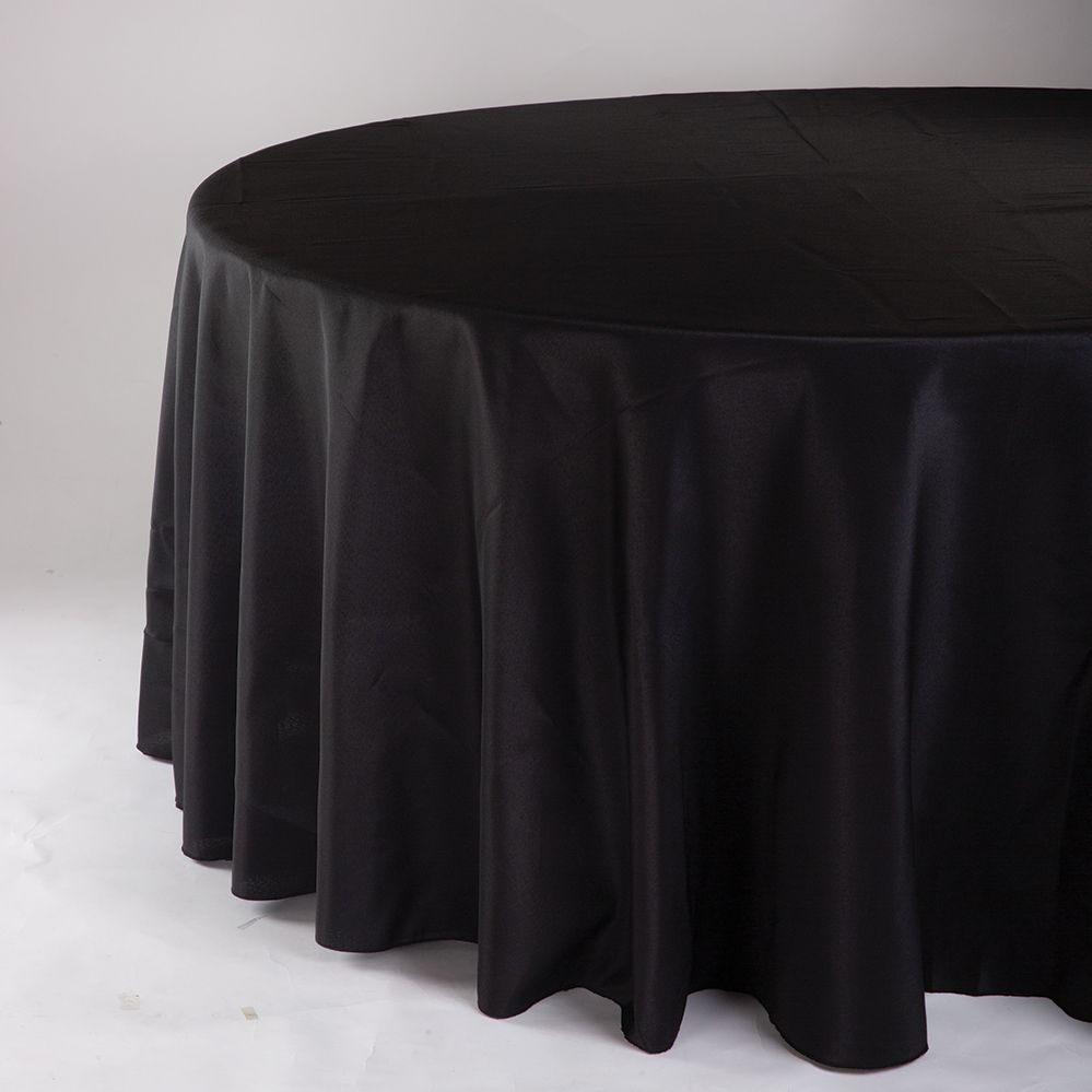 Round polyester tablecloth 120", Color: Black