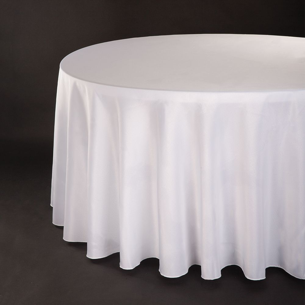 Round polyester tablecloth 120", Color: White