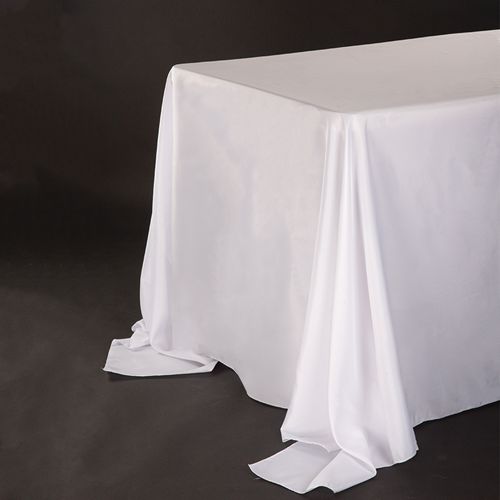 Rectangle Polyester Tablecloth 90" x 132" – 1 Pc, Color: White