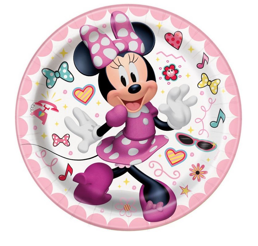 Disney Iconic Minnie Mouse Round 7 Dessert Plates  8ct"