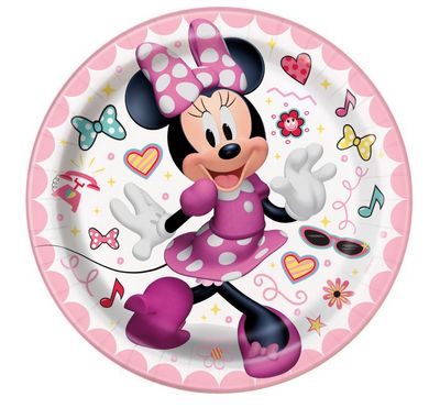 Disney Iconic Minnie Mouse Round 7 Dessert Plates  8ct"