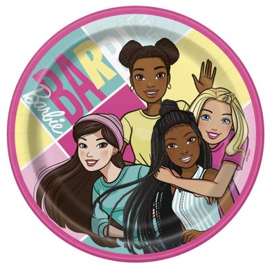 Barbie Round 7 Dessert Plates  8ct"