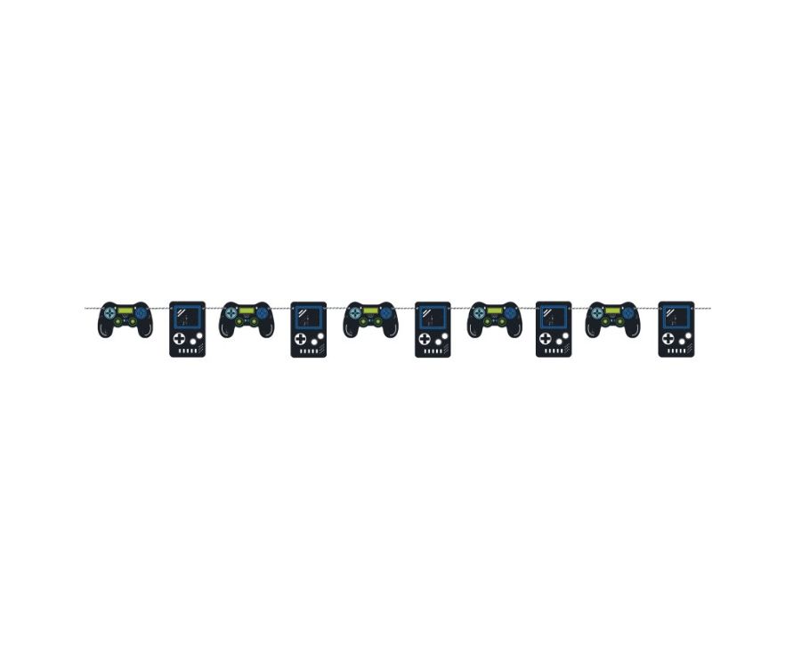 Gamer Birthday Diecut Controllers Garland  7 ft