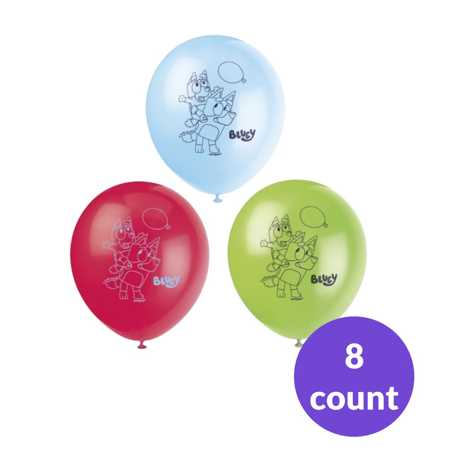 Bluey 12 Latex Balloons  8ct", INFLATION: Un-Filled