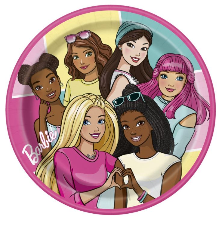 Barbie Round 9 Dinner Plates  8ct"