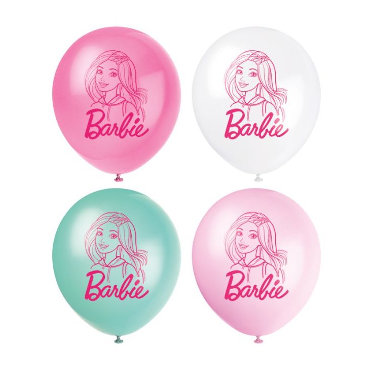 Barbie Assorted Color 12 Latex Balloons  8ct"
