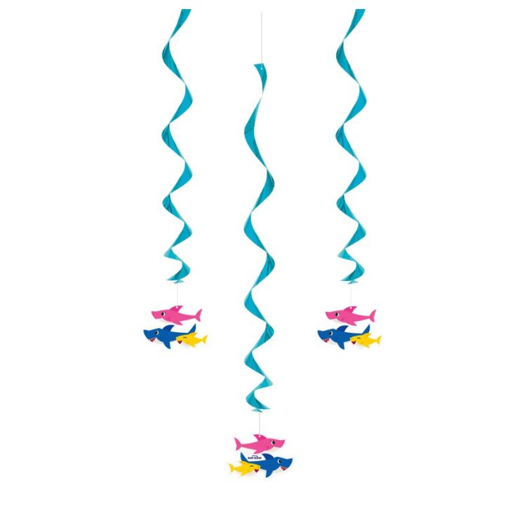 Baby Shark Hanging Swirl Decorations  26  3ct"