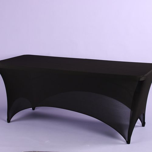 SPANDEX 8' RECTANGLE TABLE COVER, 1 PC/BAG, Color: BLACK