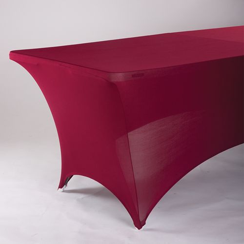 SPANDEX 6′ RECTANGLE TABLE COVER, 1 PC/BAG, Color: BURGUNDY