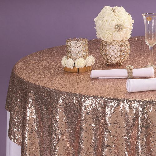Sequin Overlay 72" X 72", Color: ROSE GOLD