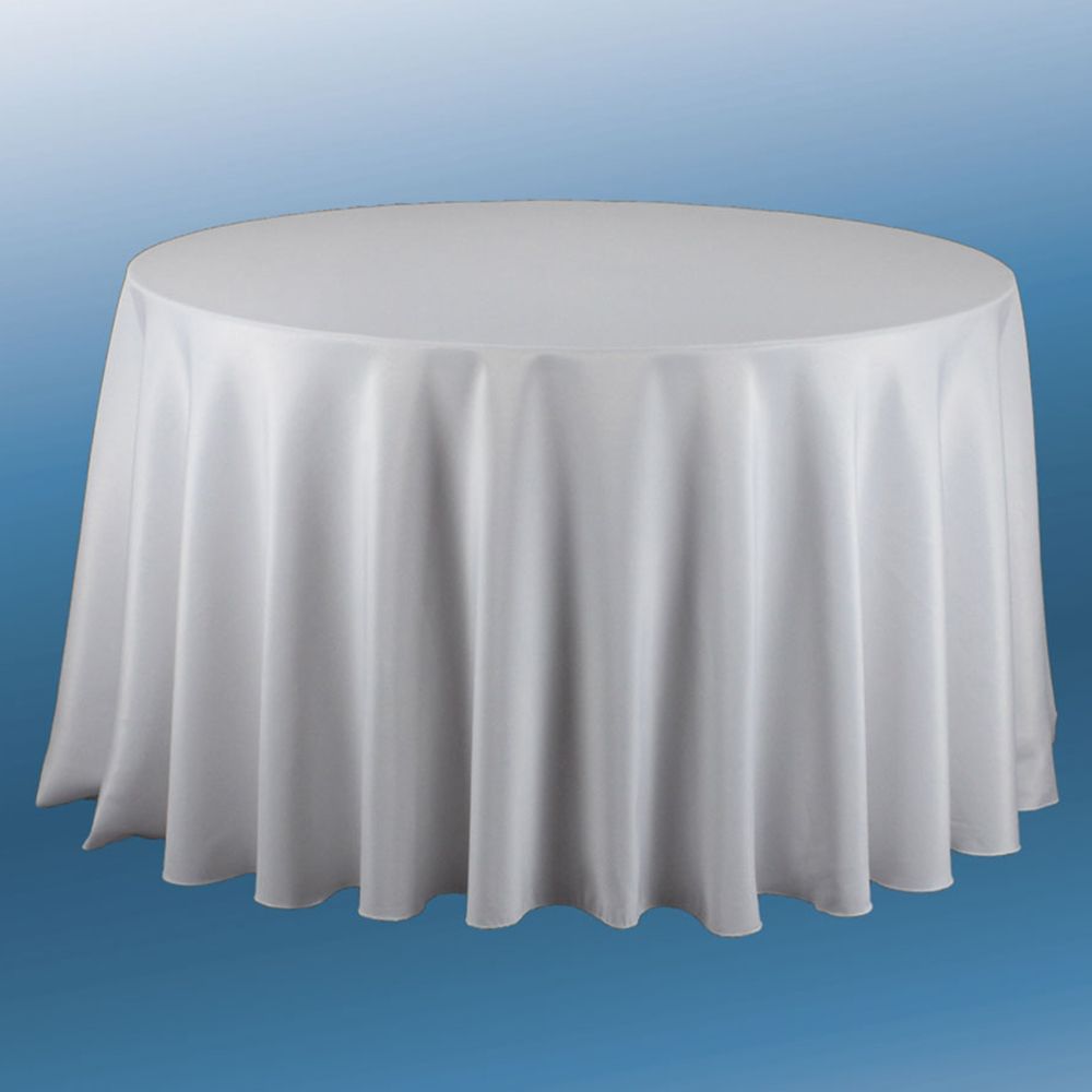 ROUND POLYESTER TABLECLOTH, 1 PC/PACK,, Color: WHITE, SIZE &amp; VARIETY: 90"