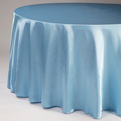 120" ROUND SATIN TABLECLOTH, 1 PC/PACK, Color: LT BLUE
