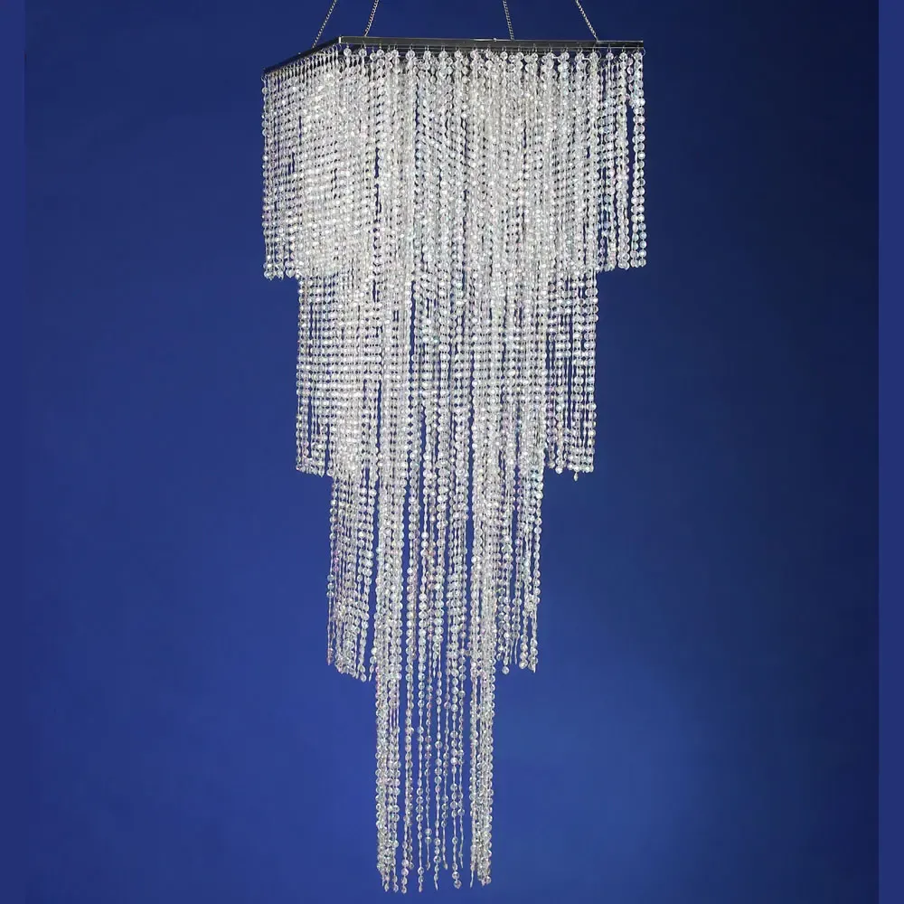 4 TIER SQUARE ACRYLIC CHANDELIER, 47″Hx17.75″D, 1PC/BAG