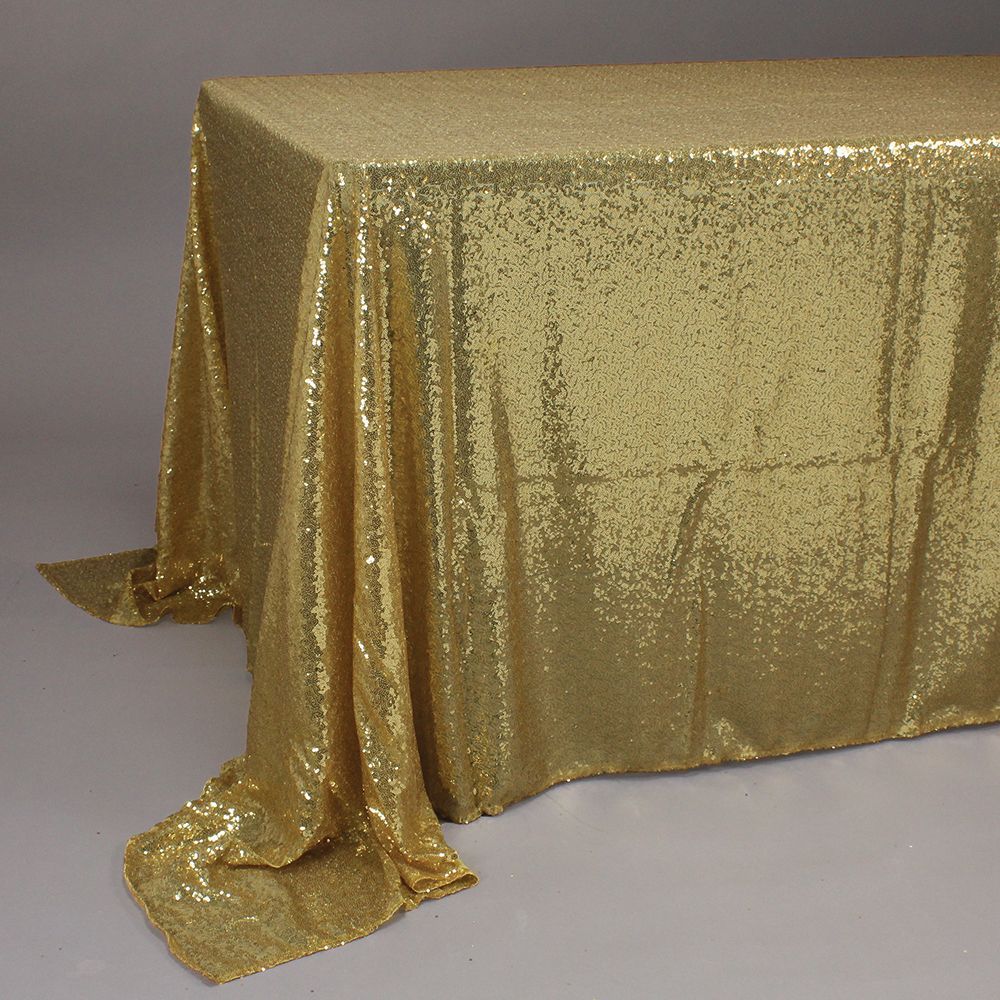 RECTANGLE SEQUIN TABLECLOTH   88" x 132", 1 PC/PACK, Color: GOLD