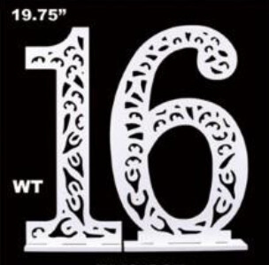 19.75" PVC SWEET SIXTEEN WHITE