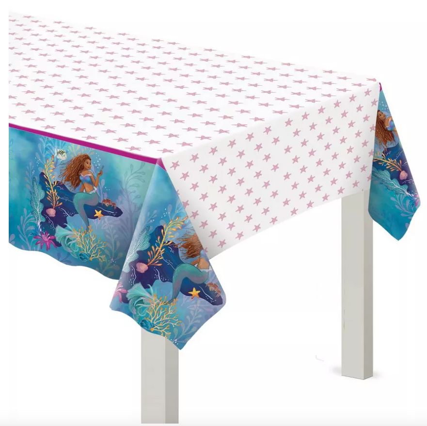 The little mermaid plastic tablecover 54”. X 96”