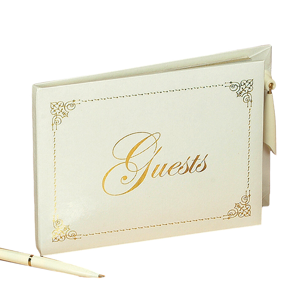 8" X 6" "GUESTS" BOOK W/PEN SET,