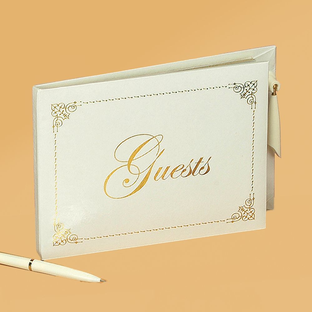 8" X 6" "GUESTS" BOOK W/PEN SET