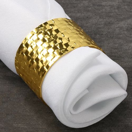 METAL WEAVE NAPKIN RING, 6 PCS/PVC BOX, Colour: Gold