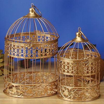M. WIRE BIRD CAGES, S/2,6"Dx9"H,7.5"Dx13"H, 1SET/BAG