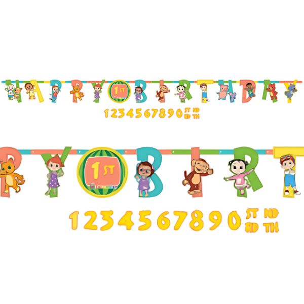 CoComelon Jumbo Add-An-Age Happy Birthday Banner Kit – 10.5 Ft Customizable Banner