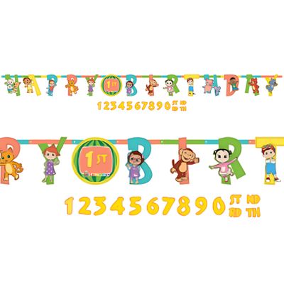 CoComelon Jumbo Add-An-Age Happy Birthday Banner Kit – 10.5 Ft Customizable Banner