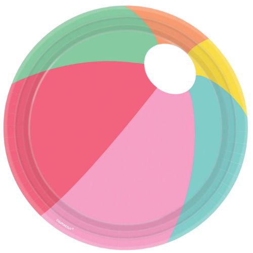 Round Beach Ball Paper 9" Dinner Plates – 8 Pack