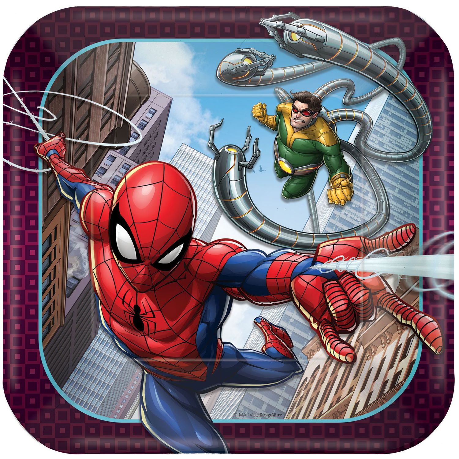 Spider-Man™ Webbed Wonder Square Plates, 7" 8ct