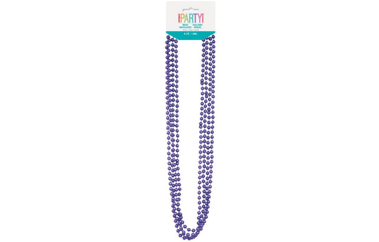 Purple Metallic Bead Necklaces 32" 4ct