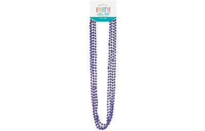 Purple Metallic Bead Necklaces 32" 4ct