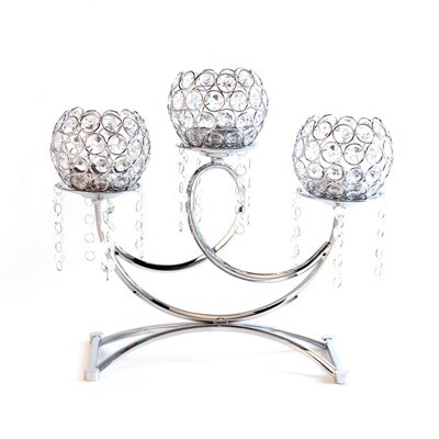 14"H x 14.5" 3 ARM CRYSTAL CANDLE HOLDER, 1 PC/BOX